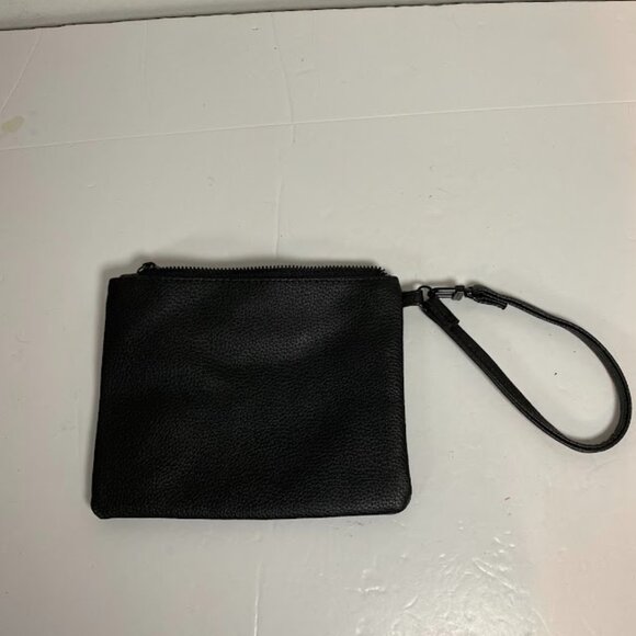 Steve Madden Black Pebbled Leather Women's Wristlet Clutch Small - Picture 3 of 7